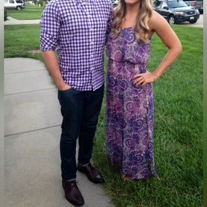 Sheer to thigh paisley print spaghetti strap maxi dress